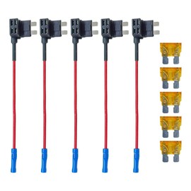 ZIMISI 5PCS 12V Car Add-a-Circuit Fuse, Standard APR ATO ATC Blade Fuse Holder with 5 x 5A Inserts, Automotive Fuses TAP Adapter Set for Car, Boat, Truck (Medium)