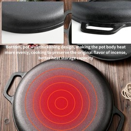 GOVNPJ Cast Iron Pizza Pan - 12 Inch Pre-Seasoned Cast Iron Pan for Oven, Stovetop & Grill - Perfect for Pizza, Bacon, Pancakes & More - Heavy Duty & Even Heat Distribution