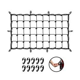 Mockins 36"x20" Heavy Duty Cargo Net for Pickup Truck Bed Expandable Up to 75"x40" | 6mm Thick Elastic Bungee Net with Hooks for Truck, SUV & Car | 4"x4" Mesh Square Cargo Netting for Any Type of Load