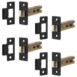 Decoranddecor 3 Inch Tubular Mortice Latch for Internal Doors, Fire Rated (4 Pack, 57-76mm, Matt Black)