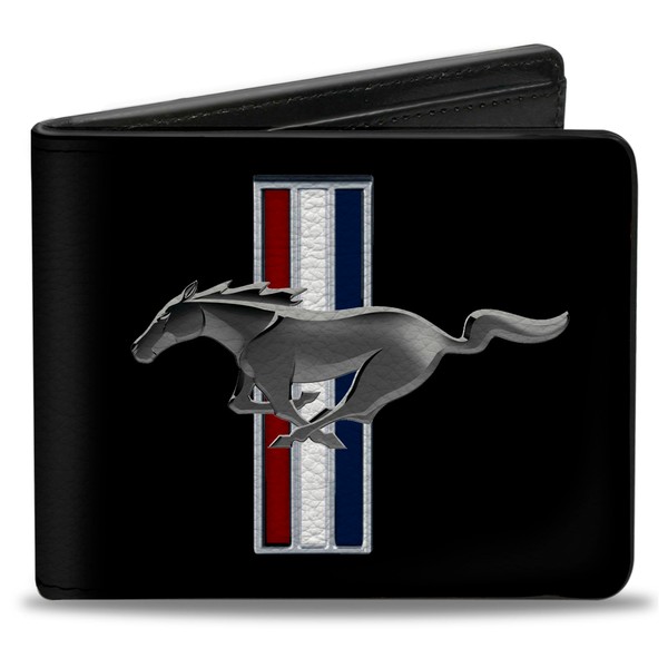 Buckle Down Men's Wallet Ford Mustang W/Bars Logo Centered Bi-Fold,