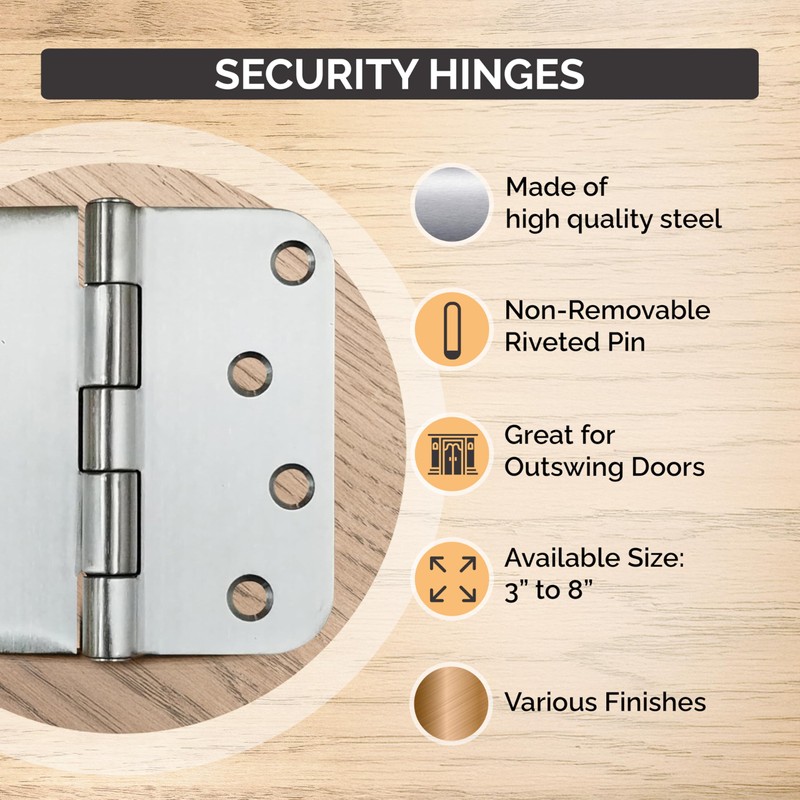 Hinge Outlet Stainless Steel Security Hinges - 4 Inch with