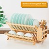 Worthyeah Bamboo Dish Drying Rack, 3 Tier Collapsible Rack with