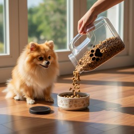 Morezi Dog cat Food Storage Container for Dry Food lid Measuring Cup Included Clear Plastic containers for Dog Treats in Kitchen countertop, Shelf