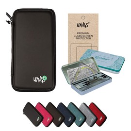CALCUSO Premium Accessory Set Compatible with Casio FX 570 ES Plus II Scientific Calculator: WYNGS Protective Case Black + Geometry Set + Screen Protector