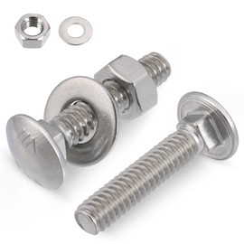 VGBUY 1/4-20 x 2 Carriage Bolts Screws 18 Sets, 304 Stainless Steel 18-8, Round Head Square Neck, Carriage Bolts and Nuts Kit, with Flat Washers