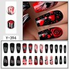 Black Red Heart Press on Nails Valentine's Day Fake Nails,