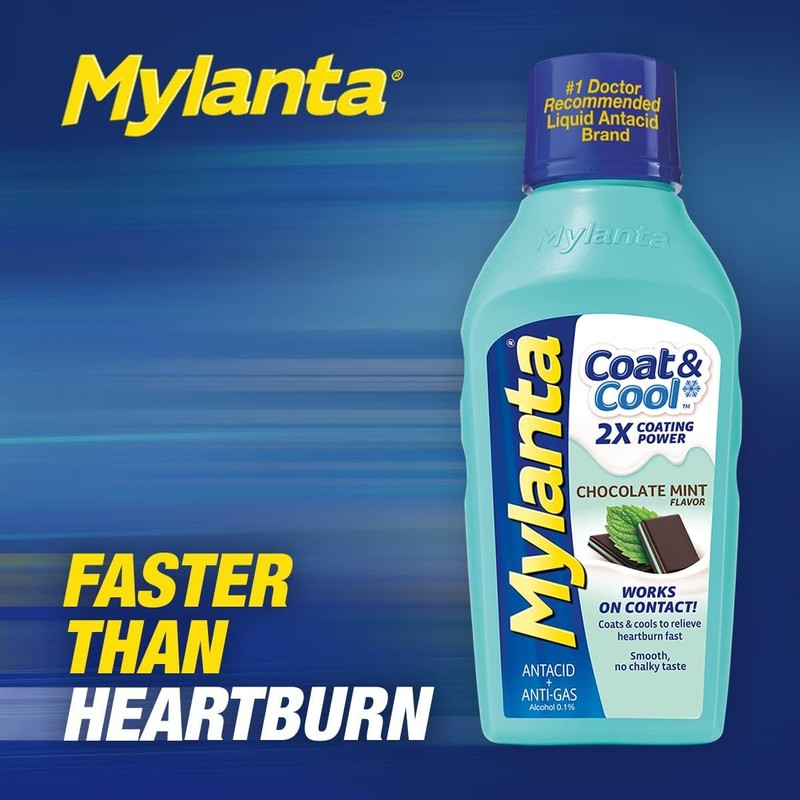 Mylanta Antacid and Gas Relief, Coat & Cool Formula, Chocolate