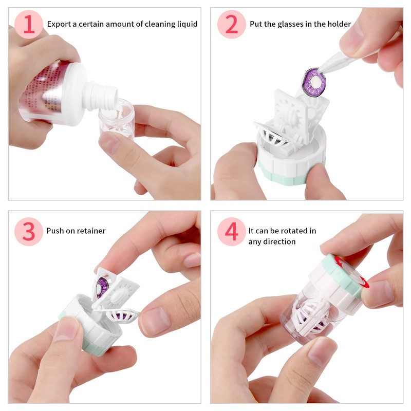 Lamoutor 8Pcs Manually Contact Lens Washer Cleaner Plastic Lens Cleaner