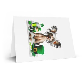 DistinctInk Greeting Card/Note Card - Chinese Crested puppy St. Patrick's Day - PACK of 5