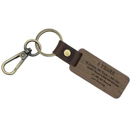 Engraved anniversary Wooden Keychain, Home Car Office KeyChain, Gift Ideas for wife, husband,friend, Birthday,mom, dad (DK051+5)