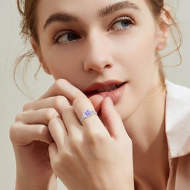 Blaniy Celtic Knot Ring 925 Sterling Silver Princess Cut Promise Engagement Ring Trinity Irish Ring Alexandrite June Birthstone Jewelry Gifts for Women Size 5