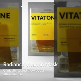 Vitatone Facial Sheet Mask Korea Glass Skin Glow Hydration with Jeju Green Tangerine, Niacinamide, and Vitamin C Korean Skincare