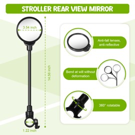 Stroller Mirror, Stroller Accessories Easily Attaches to Most Strollers for See Your Baby, the Perfect Companion for Walking and Jogging Parents
