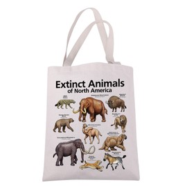 JXGZSO Animal Protector Tote Canvas Bag Wild Animals Gift Extinct Animals of North America Shoulder Bag Animals Lover Gift, Ausgestorbene Tiere Nordamerikas