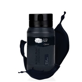 Artina Acrylic Paints 500 ml Tube Black Crylic - Quick-Drying Professional Artist Acrylic Paint - Painting Paint Waterproof & High Pigmentation - Vibrant Colours for Canvas, Stones, Wood etc