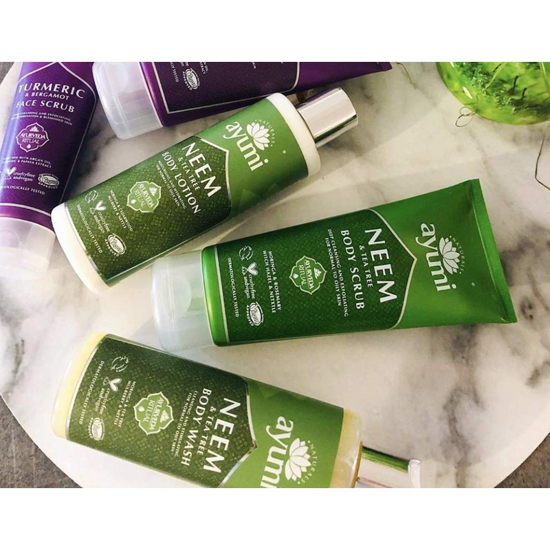 Ayumi Neem & Tea Tree Body Scrub. Vegan, Cruelty-Free, Dermatologically-Tested,