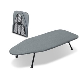 ZOES HOMEWARE Metal Mesh Panel Tabletop Ironing Board | Foldable Iron Board | Heavy Duty Small Iron Board with Heat Resistant Cover and 100% Cotton 8mm Thicken Pad | 31.5"x11.8"x6.2"