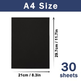 Meiikun 30 Sheets Black Cardstock, A4 Card Stock 250 GSM, 92 lb Thick Paper 210 mm x 297 mm, Blank Heavy Cardstock Paper for Invitations, Menus, Greeting Cards Making, Printer