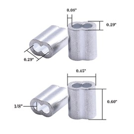 Accessbuy 1/8" Wire Rope Sleeve,Aluminum Gritted Crimping Sleeve,Aluminum Crimping Loop Sleeve,Cable Crimp Ferrules for 1/8" Diameter Wire Rope and Cable Line 100 Pieces