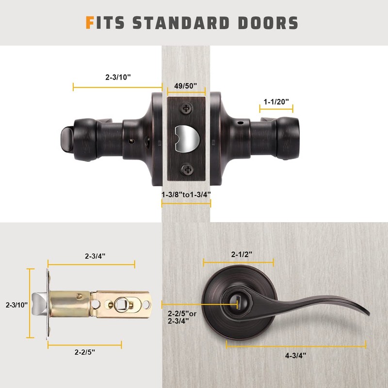KNOBWELL 6 Pack Bronze Lever Door Handles Privacy Door Levers