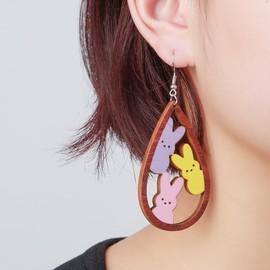 Easter Earrings for Women, Cute Easter Rabbit Rhinestone Pearl Earrings Stud Colorful Eggs Printed Carrot Dangle Earrings for Teen Girls Holiday Jewelry Gifts (Bunny7)