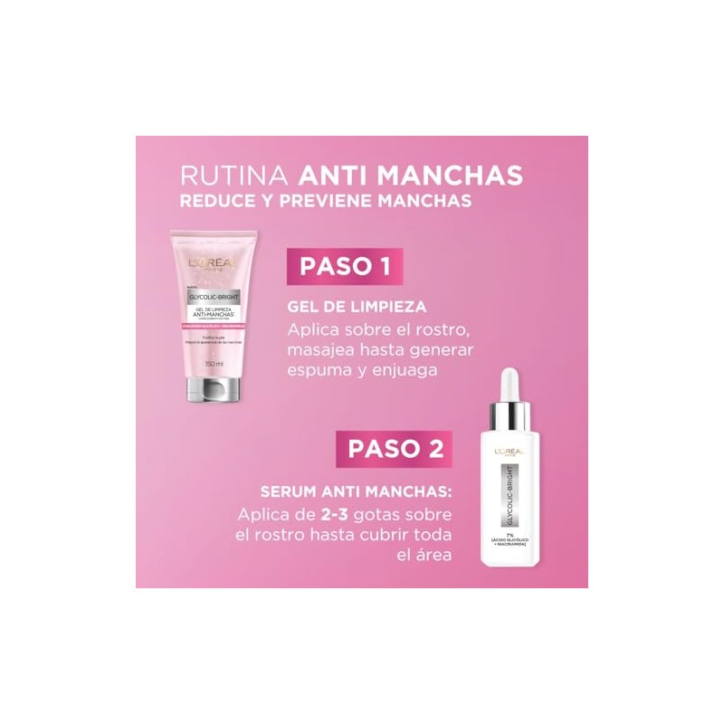 L'ORÉAL PARIS SKIN Kit Anti-Manchas Glycolic Bright: Sérum 30ml +