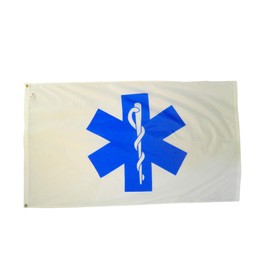 3x5' Star of Life EMS Emergency Medical Services Flag, Durable All-Weather Nylon with Grommets for Outdoors, Made in USA