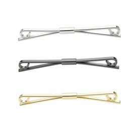 3PCS Shirt Collar Clips Necktie Tie Clips Clip-on Collar Bars Gold Silver Black Metal Cravat Clips Collar Pin Accessories for Men (Ring Head)