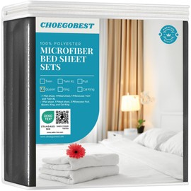 CHOEGOBEST Easy Care Luxury Microfiber Extra Soft and Cooling Bed Sheet Set with Deep Pockets (Jet Black, Queen Set of 4)