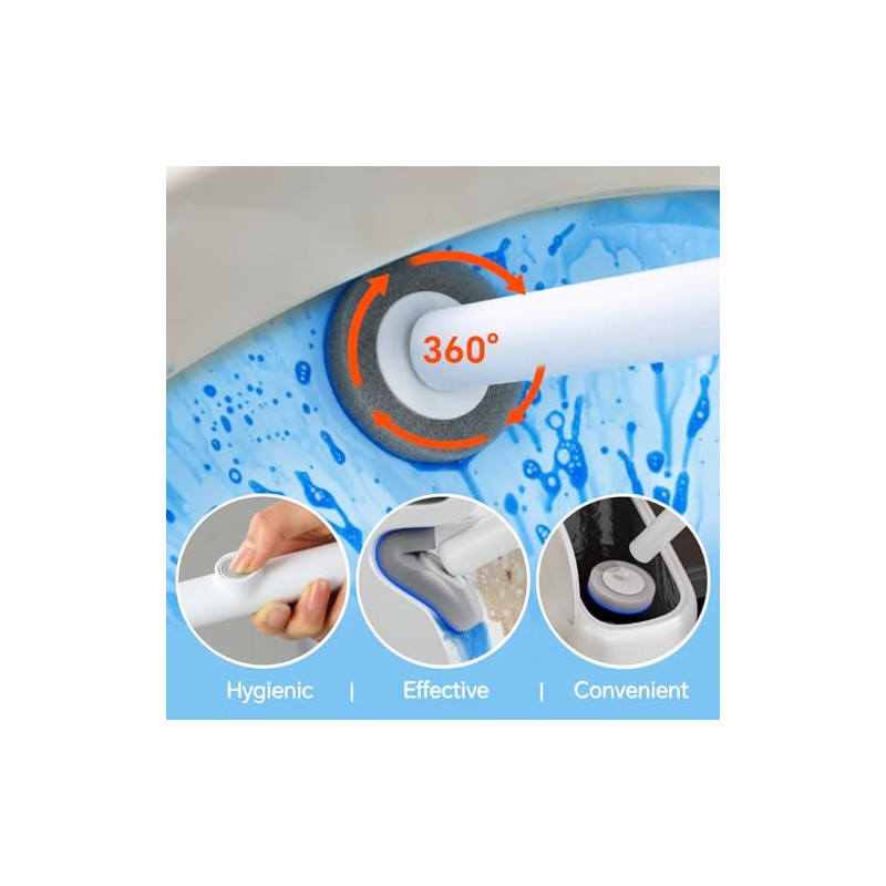 Touch-Free Disposable Toilet Brush Set with 54 Refills