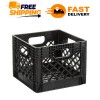 Juggernaut Storage 16QT Heavy-Duty Plastic Square Milk Crate Black