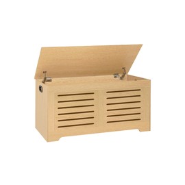 DINZI LVJ Storage Chest, 39.4”Wooden Storage Box with 2 Safety Hinges, Entryway Shoe Bench with Flip-Top, Farmhouse Style Trunk for Living Room, Bedroom, Play Room, Easy Assembly, Natural