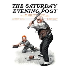 ART.COM Wall Giclee Print Gramps at the Plate Saturday Evening Post Cover, August 5,1916" by Norman Rockwell, 12" x 16"