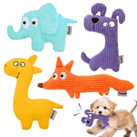 Lepawit Squeaky Dog Toys for Small Dogs, Cute Plush Small Dog Toys for Indoor Play, Interactive Dog Toys with Non-Shedding Material for Small and Medium Dogs - 4pack