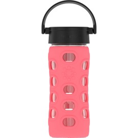 Lifefactory 12-Ounce BPA-Free Glass Water Bottle with Classic Cap and Protective Silicone Sleeve, Coral