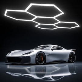 Hexagon Garage Lights-200W Hexagon LED Lights,5000K 24000LM Updated Bigger Size 25 Pack Hexagon LED Garage Lights,Hexagon LED Shop Lights for Car Detailing Garage,Workshop,Basement,Gym,Barber