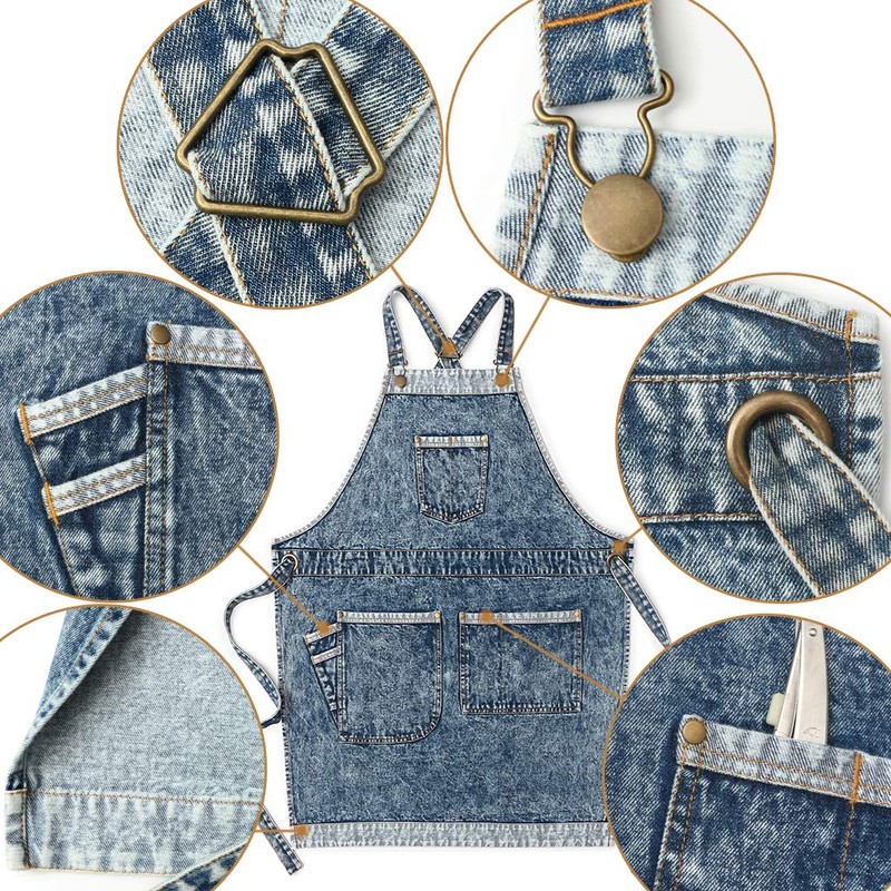 Jeanerlor - Denim Work Women's Apron with Convenient Pockets -