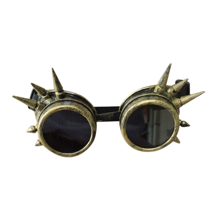 shoperama Goggles with Spikes Bronze Gold Steampunk Glasses Welding Goggles
