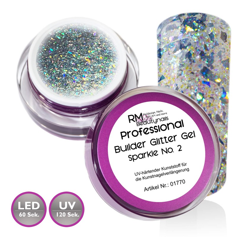 RM Beautynails Building Glitter Gel No 2 Builder Gel UV
