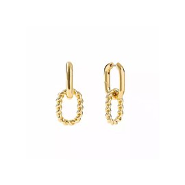 Gold Hoop Earrings for Women Paperclip Drop Dangle Earrings Lightweight Chunky Chain Link Earrings 14K Gold Huggie Hoop Earrings (A)