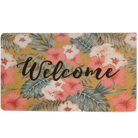 UTOWO Easter Tulip Flowers Welcome Doormat for Spring Easter Non-Slip Floral Frontdoor Mats Faux Coir Hello Summer Outdoor Mats Decor Mats 17" x 29"