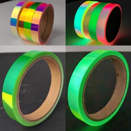 Glow Colorful Tape, 33FT x 0.4 in, Luminous Stage Marking Decor, Stair Glow Stickers, Waterproof Warning, Car Decals, Gymnastics Hoop Stickers, Fence, Button, Car DIY Glow Tape (Colorful Glow Green)