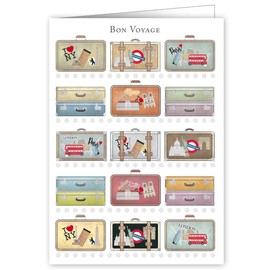 Quire Collections Mac Card Bon Voyage Suitcases, 3563, Multicoloured, 115 x 163mm
