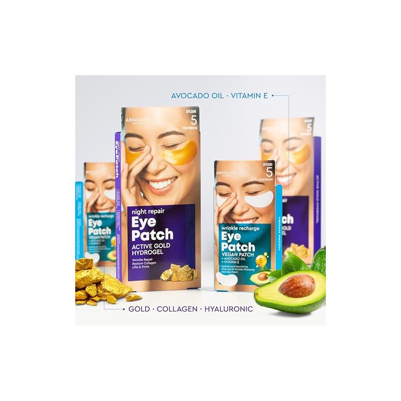 Absolute New York Parche Ojo Reparador Nocturno Dorado
