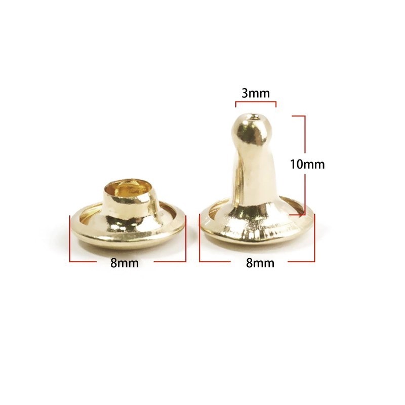 100 Pcs Leather Rivets, 8mm x 10mm Double Cap Rivets