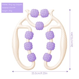 Taozoey Massage Roller, Massage Roller, Leg Massager, Cellulite Deep Tissue Massage Arm, Massage Roller with Handle Leg, Massage Roller (White + Purple)