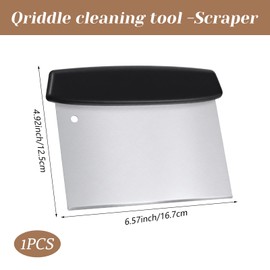 WLLHYF Stainless Steel Metal Griddle Scraper Heavy Duty Flat Top Grill Scraper Outdoor BBQ Turners Tools Dough Cutter for Pizza and Bread, Versatile Kitchen Utensil