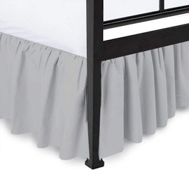 Ruffled Bed Skirt with Split Corners - Light Grey, Full, 15 Inch Drop Bedskirt Expertise Tailored fit Wrinkle Free Dust Ruffled Bed Skirt (Available in All Bed Sizes and 10 Colors)