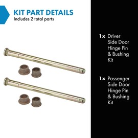 TRQ Door Hinge Pin And Bushing Kit Pair Set Compatible with GMC Chevy Pickup Truck